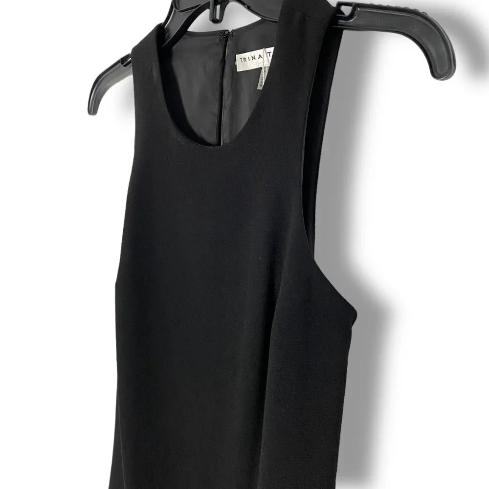 NWT Trina Turk Black Gold Trim Sleeveless Shift Mini Cocktail Dress, Sz 2